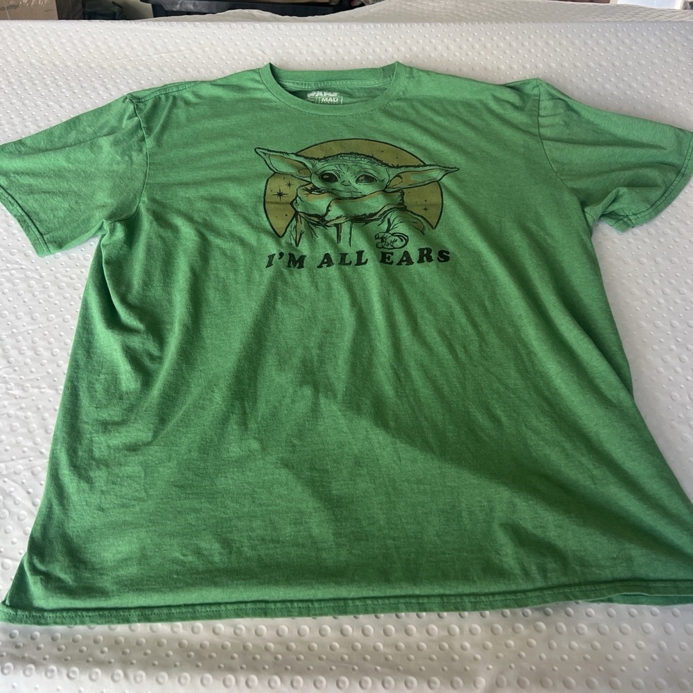 Mad Engine T-Shirt Mens 2XL Green Star Wars Grogu Im All Ears Graphic Tee